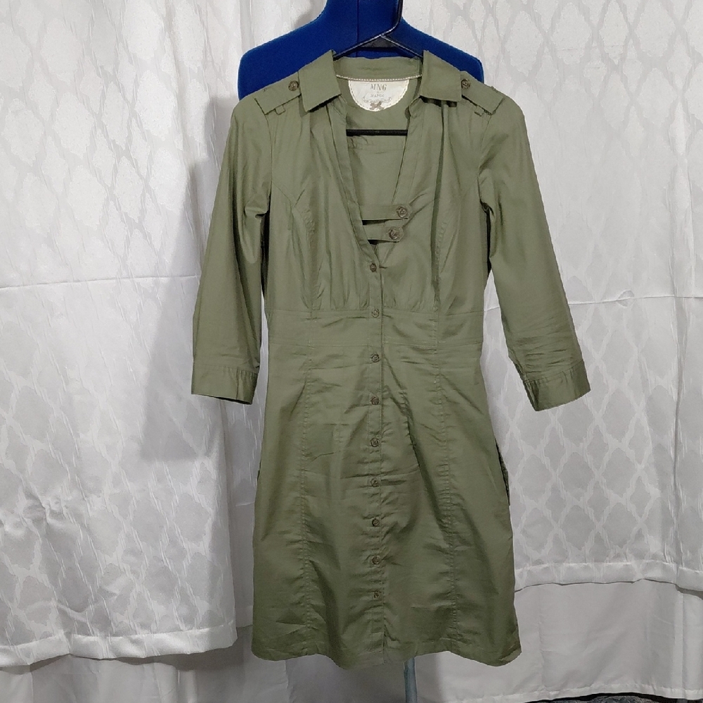 MNG BY Mango Olive Long Sleeve Dress